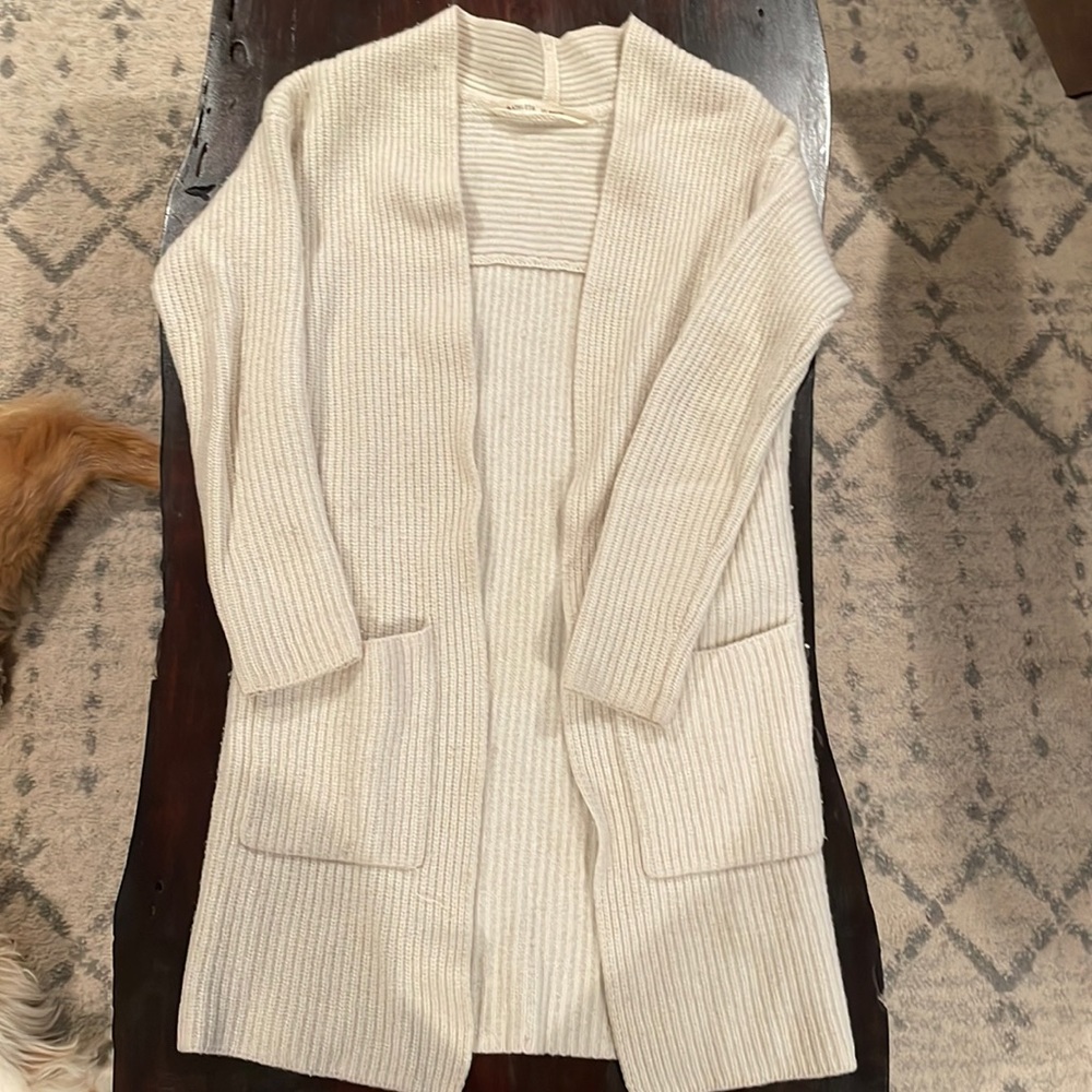 Athleta Merino Wool Cardigan Sweater Cream